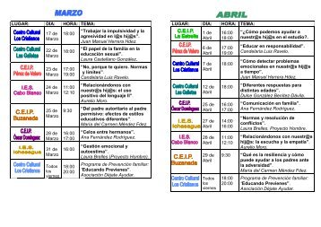 folleto TALLERES DE FORMACIÓN FAMILIAS 2011