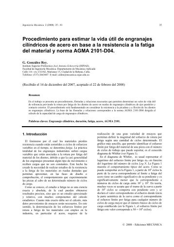 Procedimiento para estimar la vida útil de engranajes cilíndricos de ...