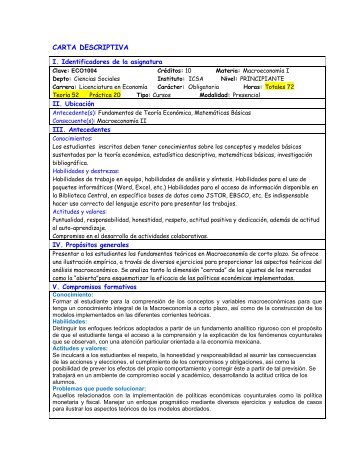 Carta Descriptiva Macroeconomía I. Cely Ronquillo