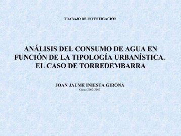 Análisis del consumo de agua en función de la tipología urbanística ...