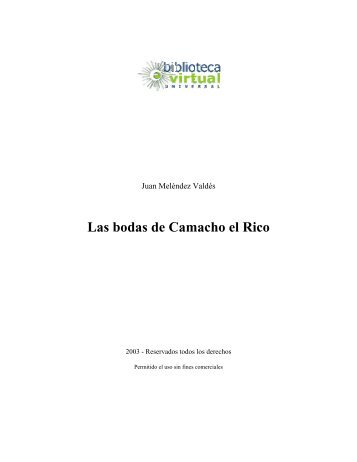 Las bodas de Camacho el Rico - Biblioteca Virtual Universal