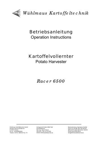 Bedienungshandbuch Racer 6500