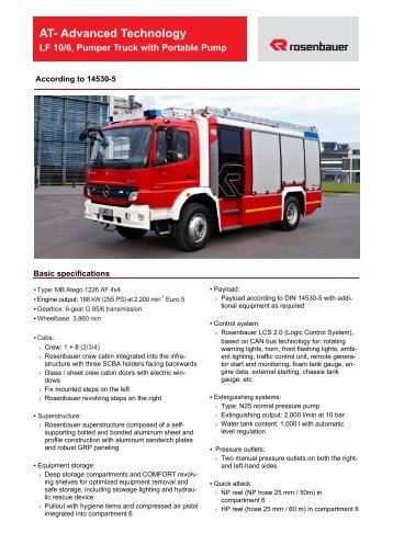 AT - LF 10/6, Pumper Truck with Portable Pump - Rosenbauer