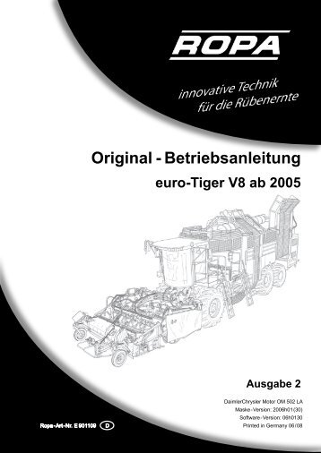Original - Betriebsanleitung euro-Tiger V8 ab 2005 - ROPA Fahrzeug