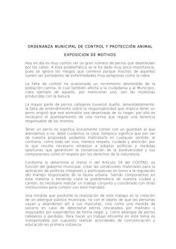 ORDENANZA MUNICIPAL DE CONTROL Y ... - Municipio de Loja