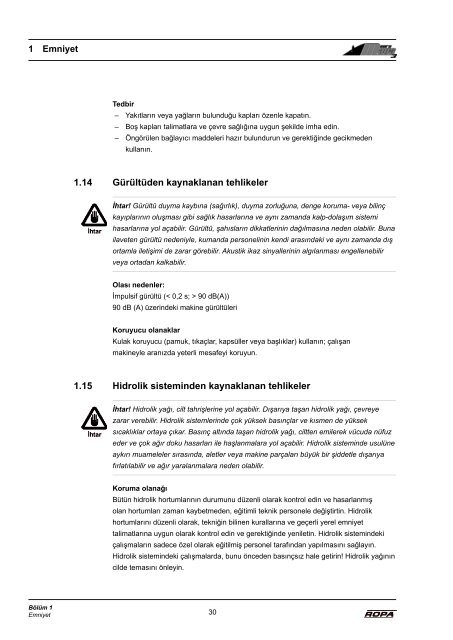 Kullanma Kılavuzunun Tercümesi - ROPA Fahrzeug