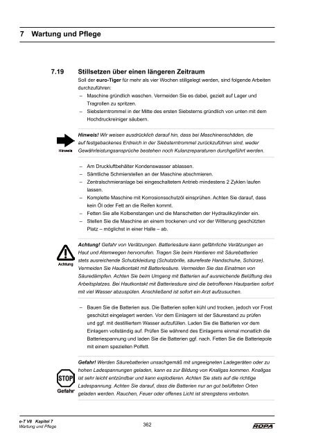 Bedienungsanleitung euro-Tiger V8 - Ausgabe 3 ... - ROPA Fahrzeug