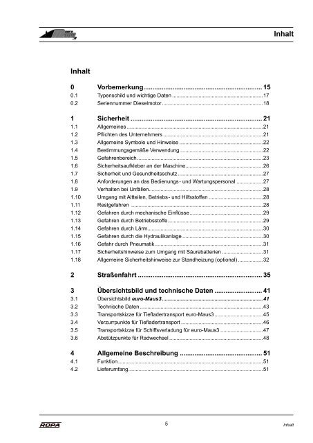 Bedienungsanleitung euro-Maus 3 - Ausgabe 2 ... - ROPA Fahrzeug