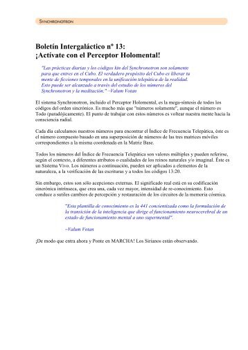 Boletín Intergaláctico nº 13: ¡Actívate con el Perceptor Holomental!