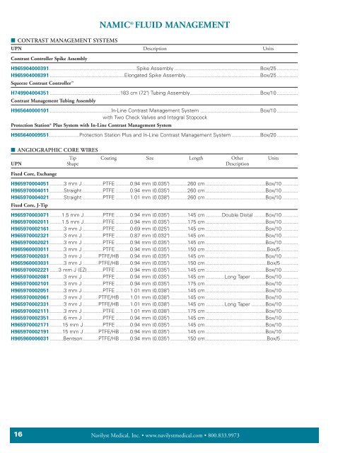 namic® fluid management - Navilyst Medical