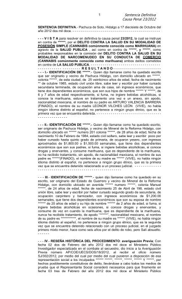 Sentencia Definitiva Causa Penal 23/2012 - Poder Judicial del ...