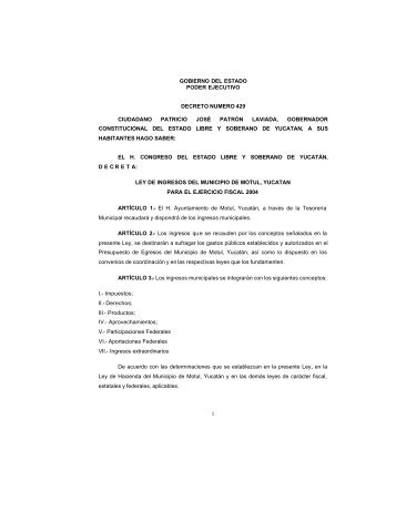 ley de ingresos del municipio de motul, yucatán - Gobierno del ...