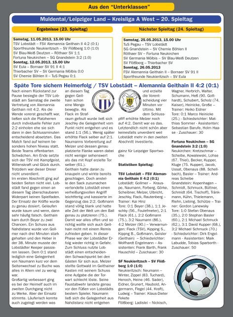 Leipziger Sportwoche - Regionale Fußball Zeitung - Ausgabe 07 vom 13.05.2013