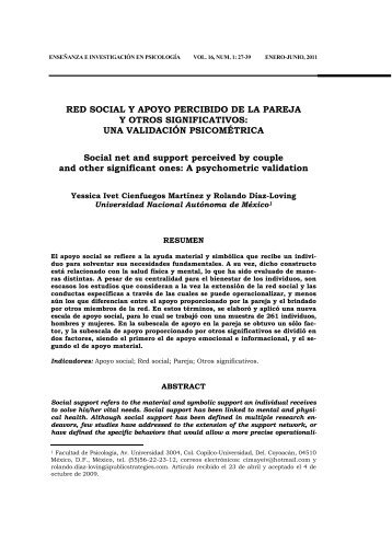 RED SOCIAL Y APOYO PERCIBIDO DE LA PAREJA Y ... - cneip