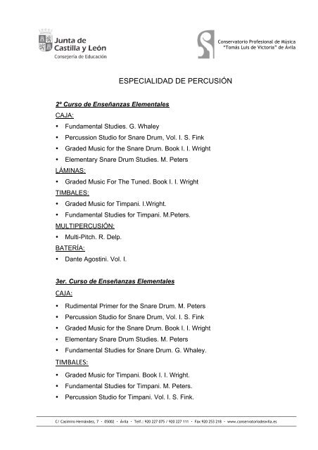 especialidad de percusión - Conservatorio Profesional de Música ...