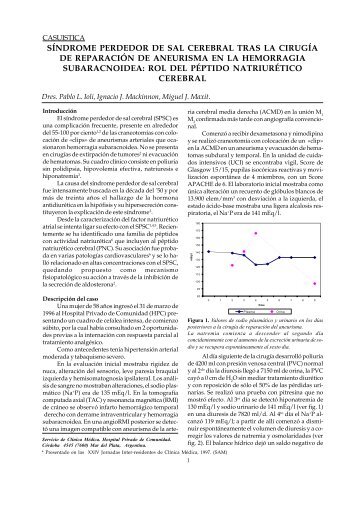 SÍNDROME PERDEDOR DE SAL CEREBRAL TRAS LA CIRUGÍA ...