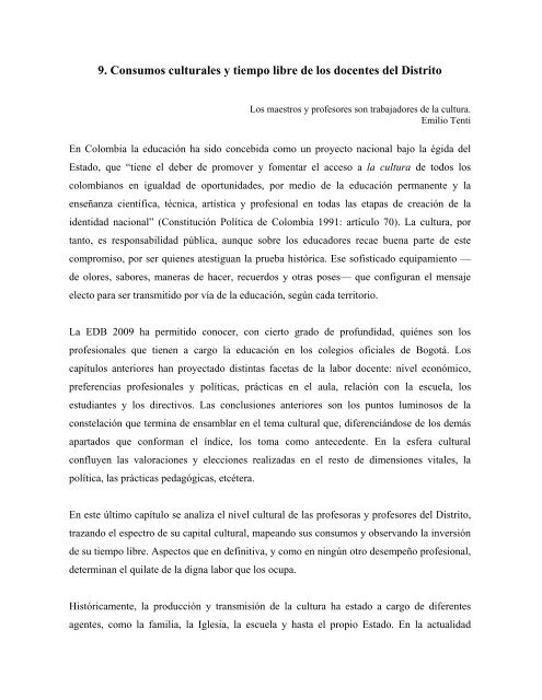 caracterización de docentes del sector público de bogotá - 2009