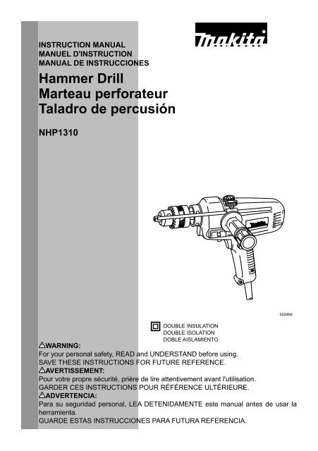 Hammer Drill Marteau perforateur Taladro de percusión - Makita