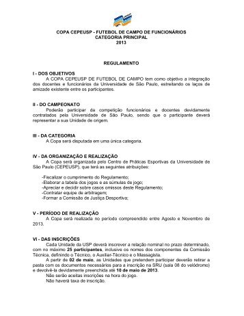 copa cepeusp - futebol de campo de funcionários ... - Início - USP