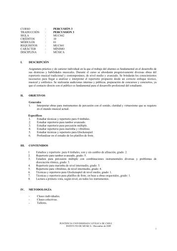 CURSO : PERCUSIÓN 3 TRADUCCIÓN : PERCUSSION 3 SIGLA ...