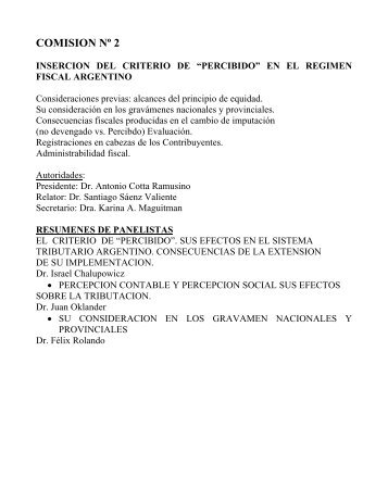 Insercion del criterio de percibido en el regimen fiscal argentino