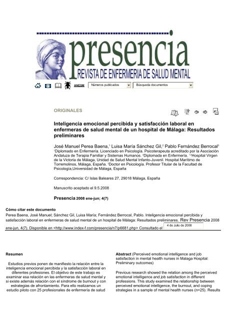 Inteligencia emocional percibida y satisfacción laboral en ...