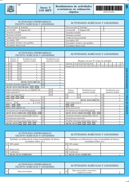 Anexo 5 109 IRPF Rendimientos de actividades ...