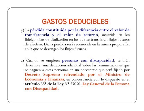 IMPUESTO A LA RENTA - GASTOS DEDUCIBLES Y NO ...