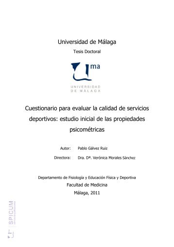 cuestionario para evaluar la calidad de servicios deportivos: estudio ...