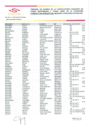 Relación provisional de calificaciones de la Prueba ... - Tussam