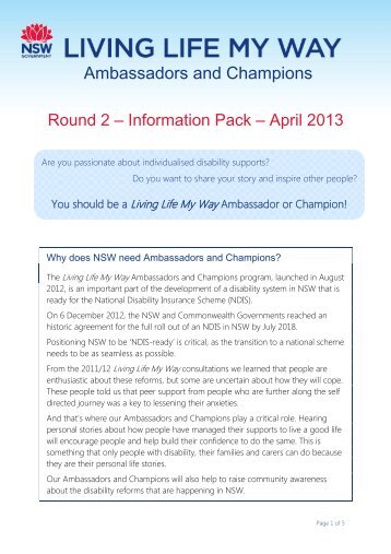 Ambassadors and Champions Round 2 – Information Pack – April 2013