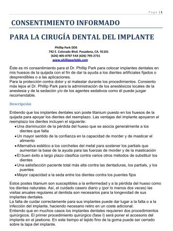 consentimiento informado para la cirugía dental del implante