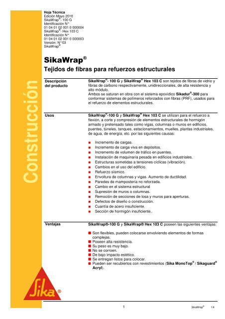 SikaWrap - Tecno Urquiza, Distribuidor Autorizado de Sika ...