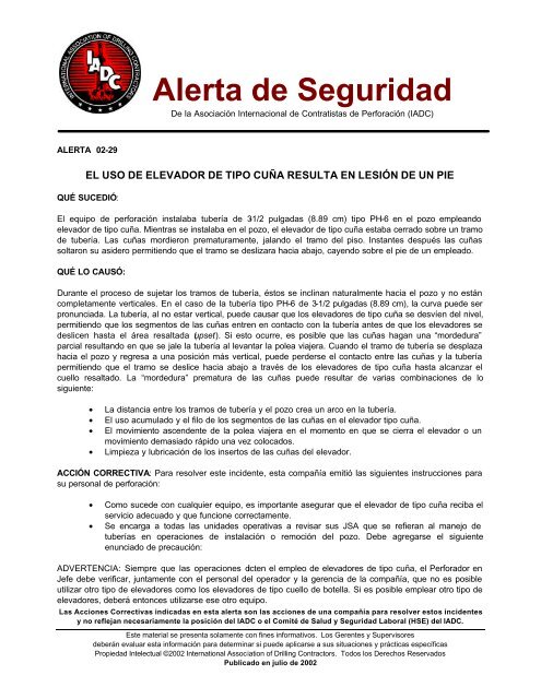 Alerta de Seguridad - IADC