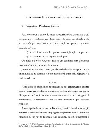 A Definição Categorial de Estrutura - Faculdade de Letras da ...