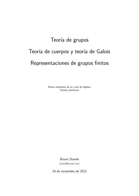 Notas ampliadas de un curso de álgebra - Bruno Stonek