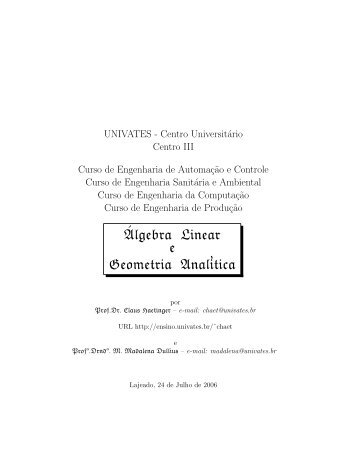 Álgebra Linear e Geometria Analítica - Univates