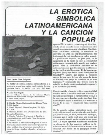 La Erotica Simbolica Latinoamericana y la Canción Popular