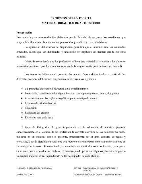 EXPRECIÓN ORAL Y ESCRITA.pdf - Universidad Tecnológica de la ...
