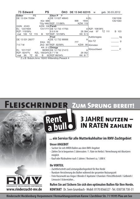 Fleischrindbullen-Auktion am 27. März 2013 in 19395 Karow ...