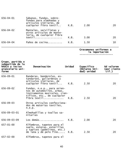 equiparacion inmediata de gravamenes a la importacion