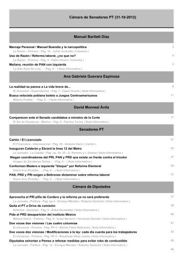 Cámara de Senadores PT (31-10-2012) - Especialistas en Medios