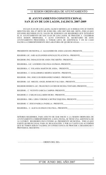 h .ayuntamiento constitucional san juan de los lagos, jalisco, 2007 ...