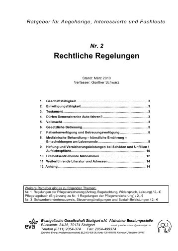 Rechtliche Fragen - Alzheimer Gesellschaft Baden-Württemberg