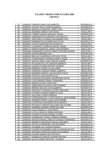 EXAMEN MEDICO PRE-ENAMM 2009