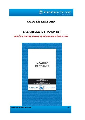 GUÍA DE LECTURAl lazarillo - Planetalector