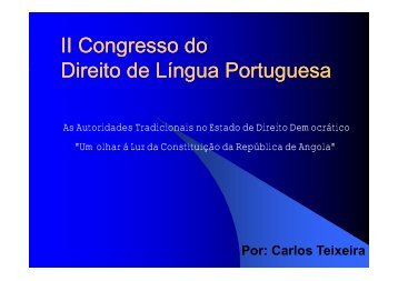 As Autoridades Tradicionais - Faculdade de Direito