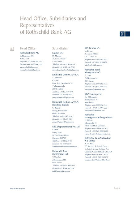 Rothschild Bank AG Zurich - Rothschild | Private Banking & Trust