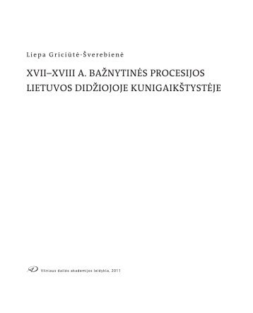 xvii–xviii a. bažnytinės procesijos lietuvos didžiojoje kunigaikštystėje