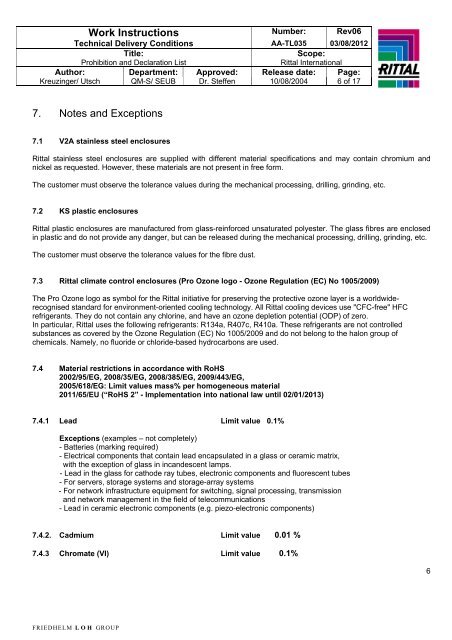 Prohibition and Declaration List